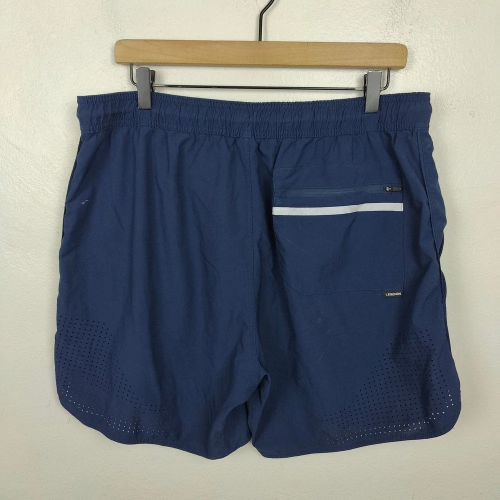 Legends Luka Shorts Mens XL Athletic Navy Blue Zipper‎ Pocket Laser Cut Vents